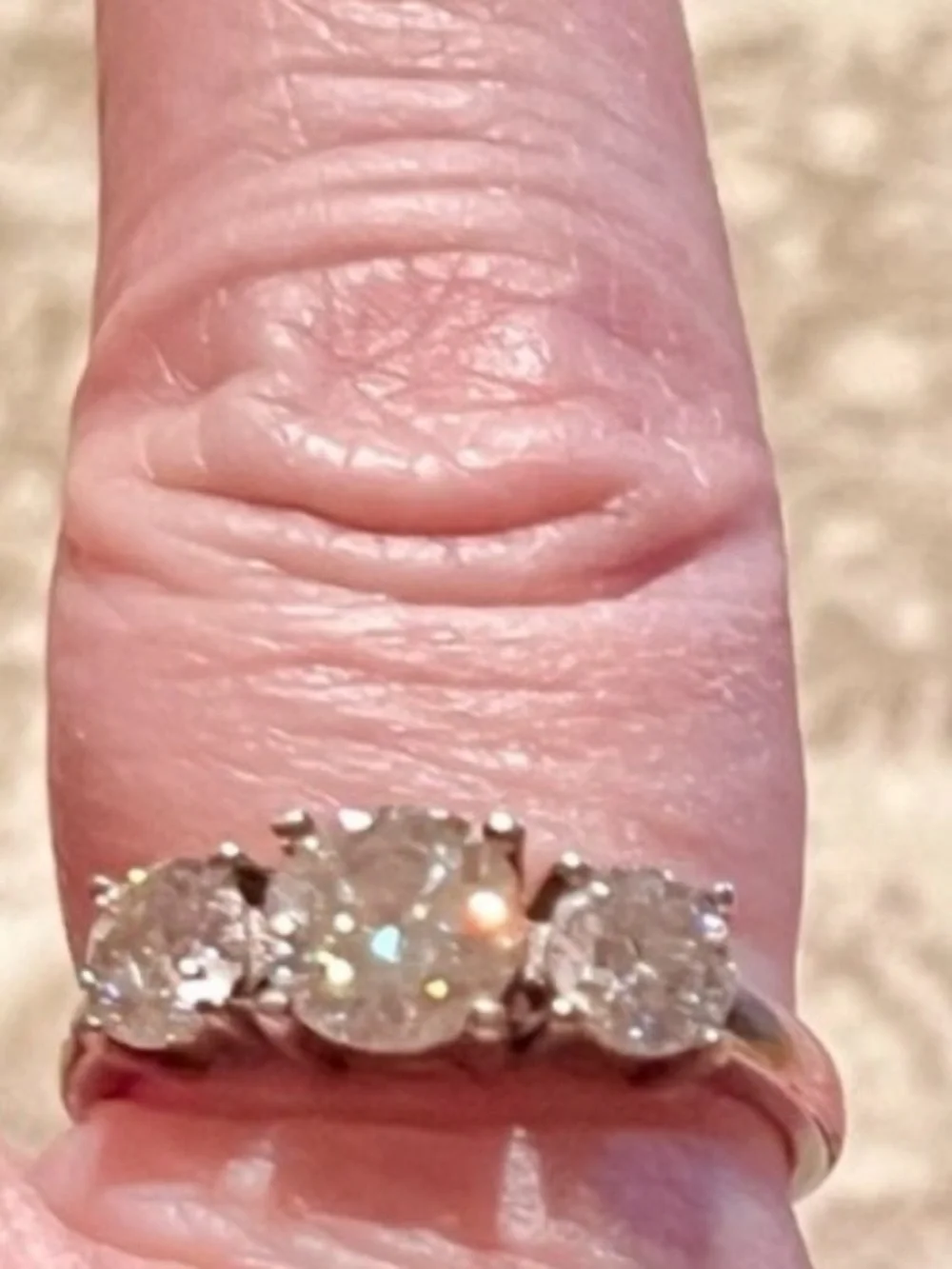 Classic 3-stone Round Cut Moissanite Sterling Silver Wedding/Anniversary Ring